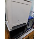 A Sharpe jet convection and grill microwave, a Fosters mini fridge, electric clothes airer, and a li