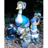 A quantity of garden ornaments, to include garden gnomes, badger, seated frog, goose etc. (a quantit