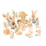 Pendelfin rabbits, groups, ornaments, etc., to include Father rabbit 21cm high, Mother rabbit, twins