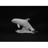 A Kaiser white matt bisque porcelain figure, modelled as a Killer Whale, no 579., printed and impres