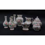 A group of Aynsley Pembroke pattern collectibles, printed marks, including a hexagonal vase, 19cm h