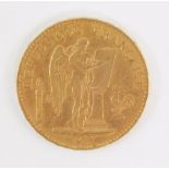 A French gold twenty francs coin 1878, 6.4g.