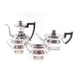 A Viners of Sheffield silver plated four piece tea and coffee set, of baluster form, raised on paw f