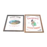 A late Dewers's Scotch Whisky framed advertising mirror, 67cm x 46cm, and another Southern Comfort.