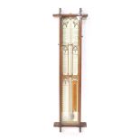 A Victorian Admiral Fitzroy's barometer, with thermometer and brass gauges, oak cased, bearing regis