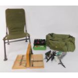 Fishing tackle and equipment, to include a beech box containing floats, accessories, floats, Long Po