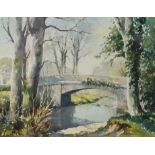 Eric Holmes (British, 20thC). Dogmarsh Bridge, River Teign, Devon, watercolour, signed, 26cm high, 3