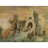 Gladys Rees Teesdale (British, 1898-1985). Carew Castle, watercolour, attributed verso, Exhibited at