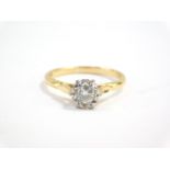 An 18ct gold and diamond solitaire ring, illusion set, approx 0.5cts, size Q. 3.7g.