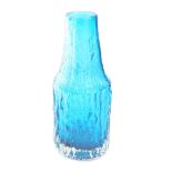 A Whitefriars Kingfisher Blue textured bark glass vase, designed by Geoffrey Baxter, bears label, 20