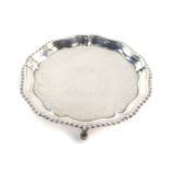 A George III silver piecrust card salver, with bright cut engraving, shield reserve, Richard Rugg I,