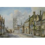 After Martin Rodgers (British, 20thC). High Street, St Martins, Stamford, limited edition print 257/