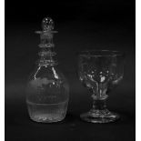 An early 19thC plain glass rummer, with turned stem, on a circular foot, with rough pontil. 16cm hig
