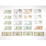 British and American bank notes, some mint and uncirculated, comprising an LK O'Brien ten shillings,