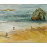 H Turnball. Figures on a beach, watercolour, signed, 26.5cm high, 33cm wide.