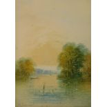 Frances E Jamison (British, 1895-1950). River landscape, watercolour, signed, 24.5cm high, 17.5cm wi