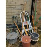 Garden tools, to include axes, adze, galvanised tin, etc. (a quantity)