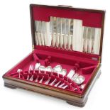 A suite of Walker & Hall Flexifit cutlery, cased.