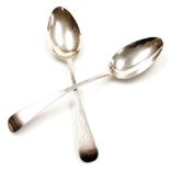 A pair of George III Old English pattern silver table spoons, London 1814, 3.3oz.