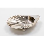 A Victorian Mappin & Webb silver shell scallop dish, the lip engraved with monogram of a stork carry