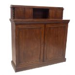 A Victorian mahogany side cabinet in the manner of Gillows of Lancaster, with tray top arrangement o