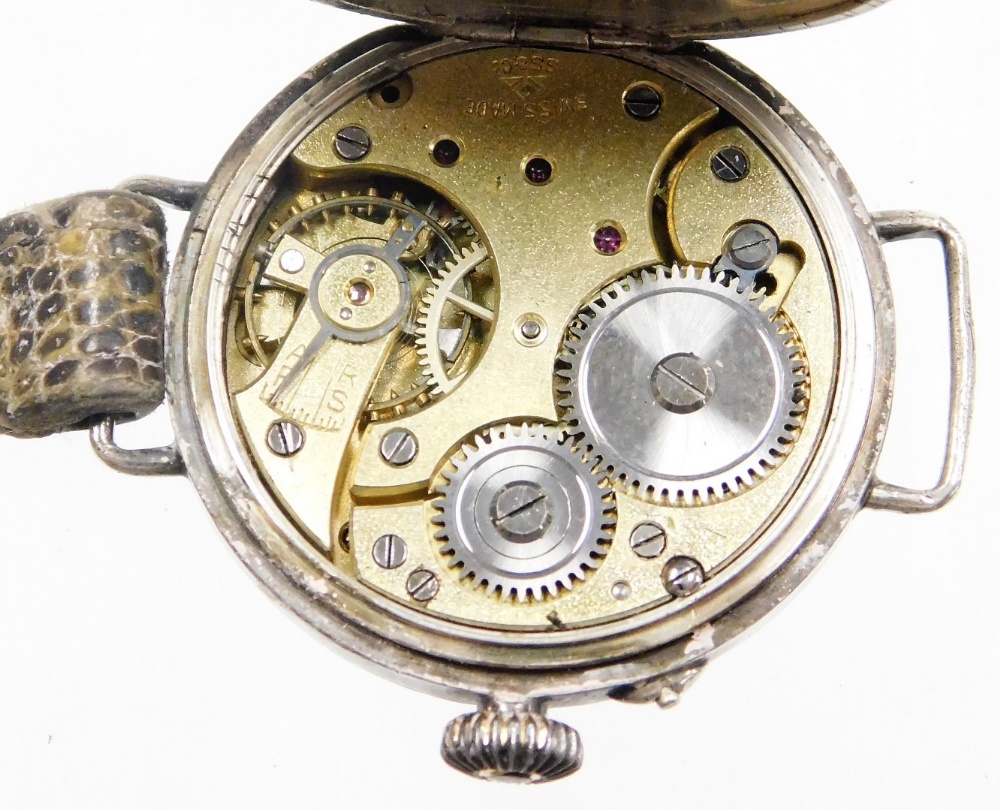 Two silver cased wristwatches, to include one with white enamel dial, gold marker points, with a Swi - Image 3 of 4