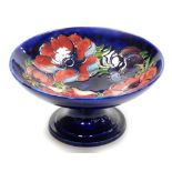 A Moorcroft pedestal bowl, decorated with poppies, bearing the signature William Moorcroft to foot,