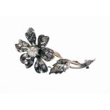 A Victorian silver and paste stone set floral spray brooch, in silver gilt finish, unmarked, 4.5cm h