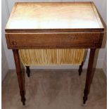 A George IV mahogany Pembroke sewing table, with drop flaps, single frieze fitted drawer, over a wor