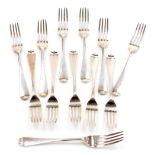 A set of twelve Victorian Old English pattern silver table forks, London 1889,18.5oz.