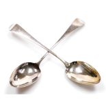 A pair of George III Old English pattern silver table spoons, London 1809, 3.5oz.