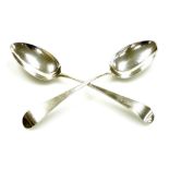 A pair of George III Old English pattern silver tablespoons, London 1791, 3.2oz. (2)