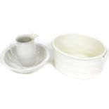 Three items of ceramics, to include a white porcelain bath stamped Wedgwood, and an Embassayware jug