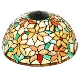 A Tiffany style circular lamp shade, with various orange flowers and metal hanging centre, 54cm diam