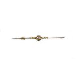 A diamond set floral bar brooch, the front in white metal with a tiny diamond in floral inclusion se