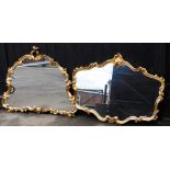 Two modern rococo scroll mirrors, to include one over mantel type mirror, 90cm high, 84cm wide, toge