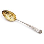 A George IV silver berry spoon, with repousse silver gilt bowl and engraved Old English pattern hand