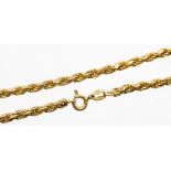 A 9ct gold rope twist necklace, 50cm long, 19.2g.