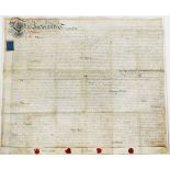 An 18thC indenture, handwritten and dated 1762 regarding Roland Stevenson of Lombard Street London,