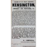 A poster for the parish of St Mary Abbotts Kensington, being 1855 contract for provisions, 37cm x 20