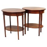 A pair of Grange Furniture oval occasional tables, each on square tapering legs joined by an oval un