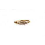 A 18ct gold princess cut diamond trilogy ring, totalling approximately 1ct overall, the square cut d