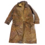 An early 20thC flying or motorists brown leather coat. (AF)