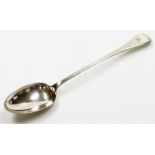 A 19thC Old English pattern silver plated basting spoon, initialled, 31cm.