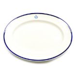 A W Adams & Son of Tunstall RAF meat platter, with blue enameled border and RAF crest atop, 41cm wid