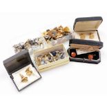 Various cufflinks, mainly dress cufflinks to include 22ct gold plated cufflinks, Victorian faceted c