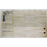 An 18thC indenture, with elaborate printed titled, handwritten reading from the 11th day of Septembe