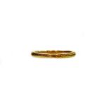 A George V 22ct gold wedding band, with pleated rubbed decoration, Birmingham 1923, ring size N, 3.5