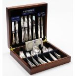 A Newbridge Cutlery 30 piece EPNS canteen of cutlery, with beaded design handles, in fitted case.