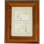 After E H Shepherd. Winnie The Pooh, two reproduction rectangular sketches, 9.5cm x 14cm, in joint p